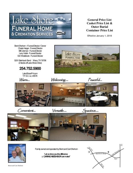 Lake Shore Funeral Home General Price Listjan 2018 Lake Shore Funeral Home And Cremation 9242